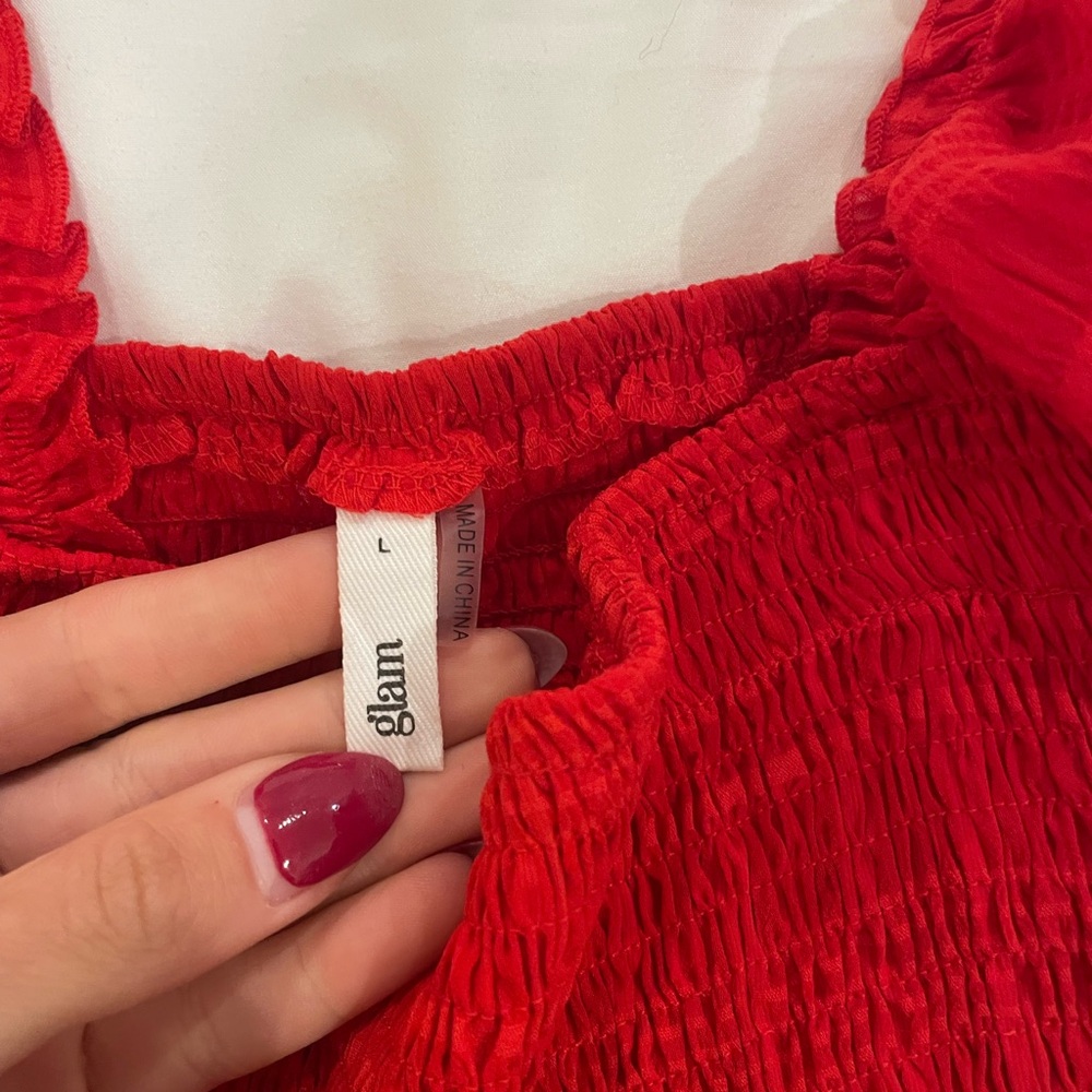 Red Ruffled Women's Top - Picture 3 of 3